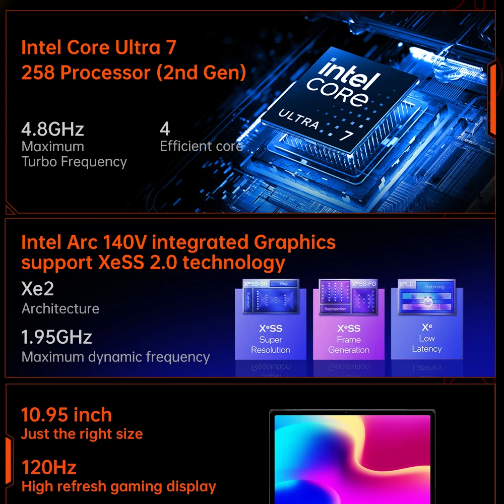 OneXPlayer X2 Air 3-in-1 Game Handheld Console Intel Core Ultra 7 258V DDR5 32GB 1TB/2TB SSD 10.95