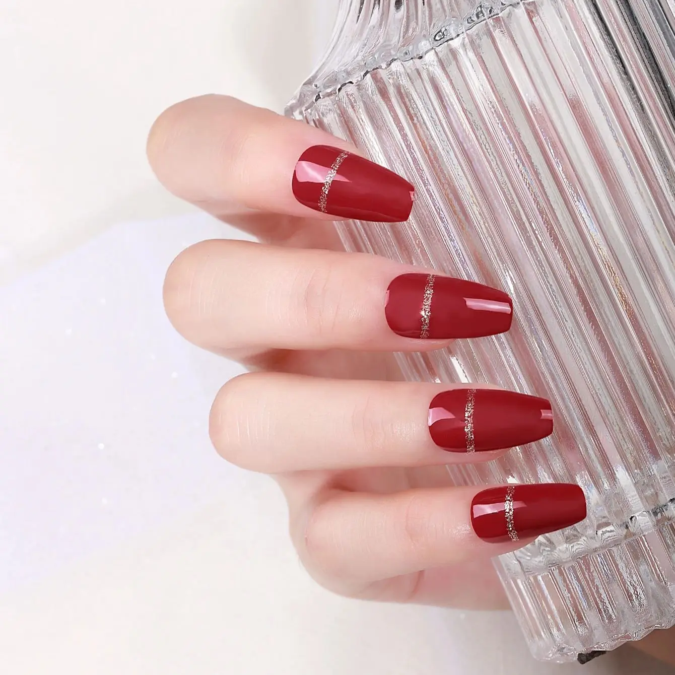 16Tips Baking-Free Nail Stickers French Nail Patch Full Cover Solid Color Adhesive Nail Wraps DIY Manicures Decoration Decal