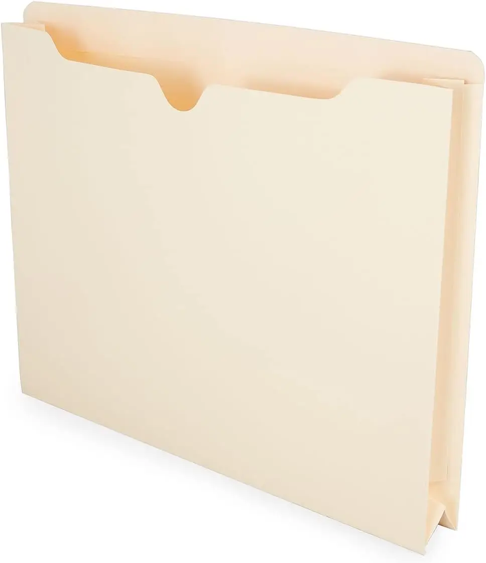 

Jacket File Folders, Letter Size, Manila, 2‑Inch Expandable Sides, Heavy‑Duty Construction – 50/Pack