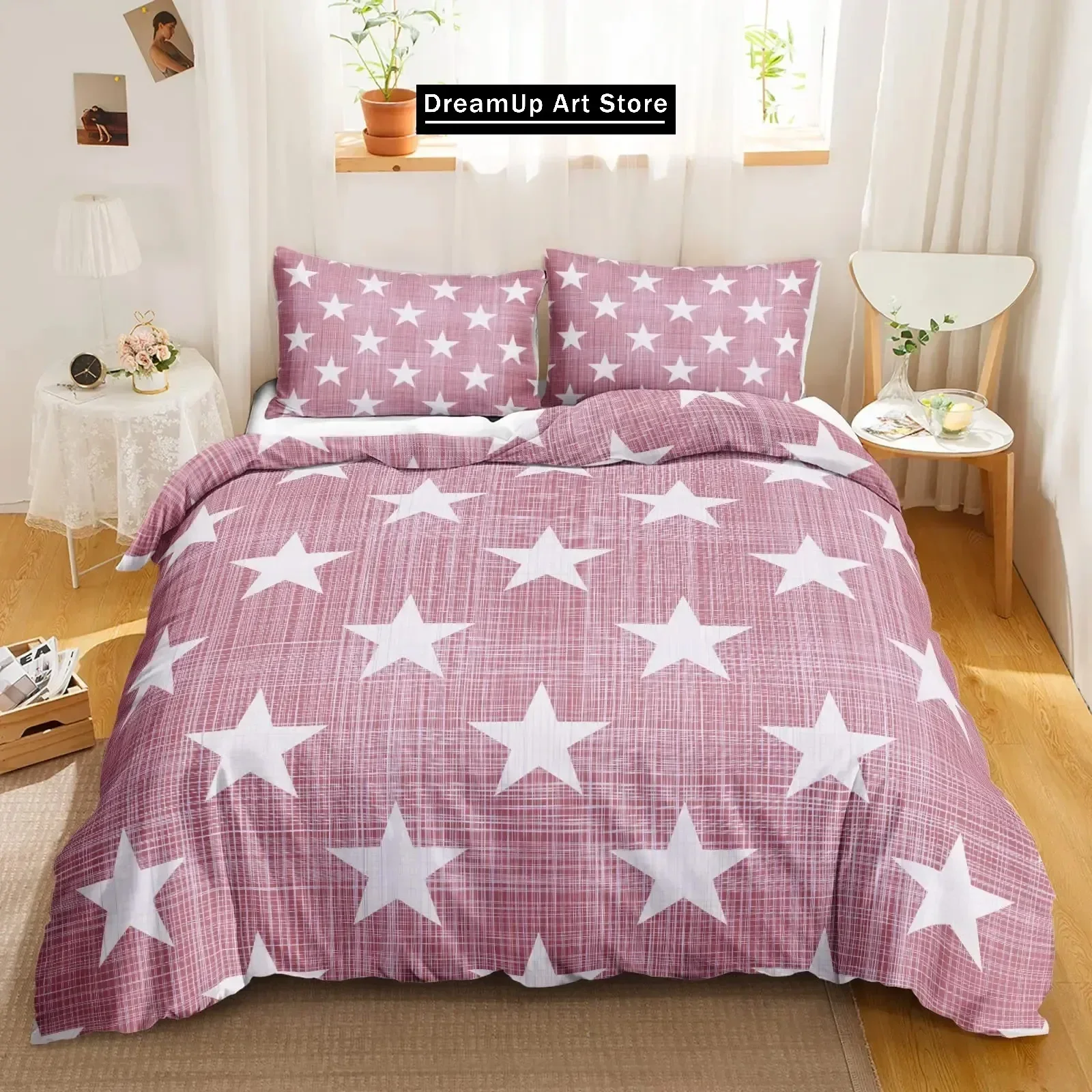 Star Printed Bedding Set Queen Size Galaxy Duvet Cover Set Boy Fantasy Universe Comforter Cover Ultra-Soft Polyester Quilt Cover