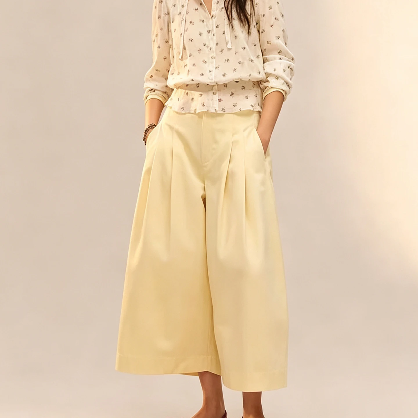 Casual Loose Wide Leg Pants Women's Autumn Daily Wear Pocket Decorated Long Trousers Comfortable Loose Fit Natural Waist