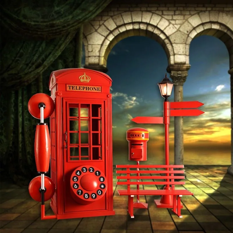 Large European wrought iron phone booth mailbox road sign outdoor courtyard Internet celebrity shopping mall floor decoration or