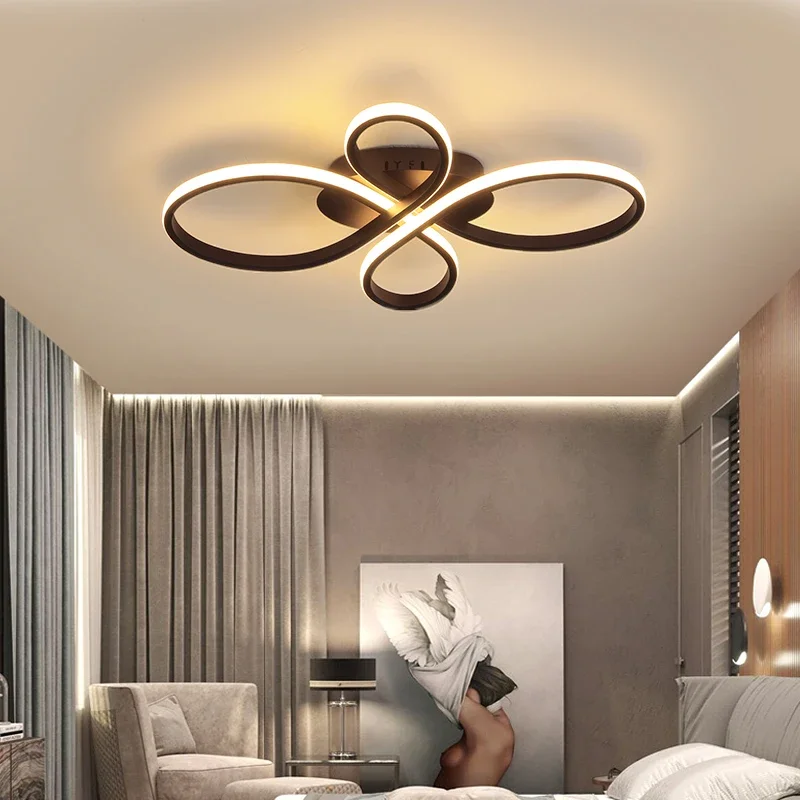 New Hot RC White/Coffee Modern Led Ceiling Lights For Living Room Bedroom Study  Dimmable  Lamp Fixtures