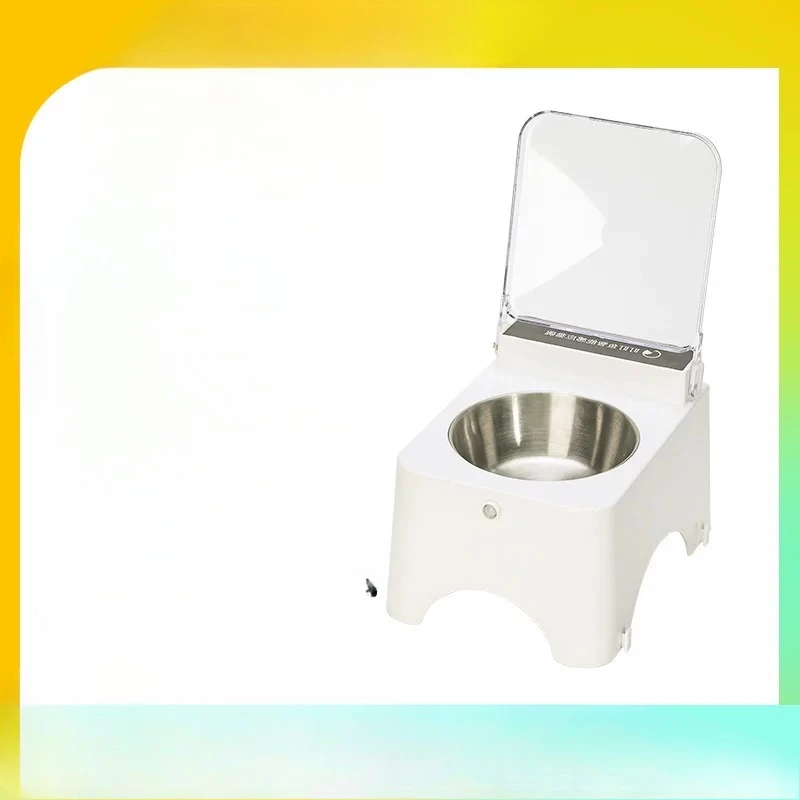 

Intelligent induction open lid cat bowl *** porcelain stainless steel with lid dustproof insect-proof high foot oblique mouth