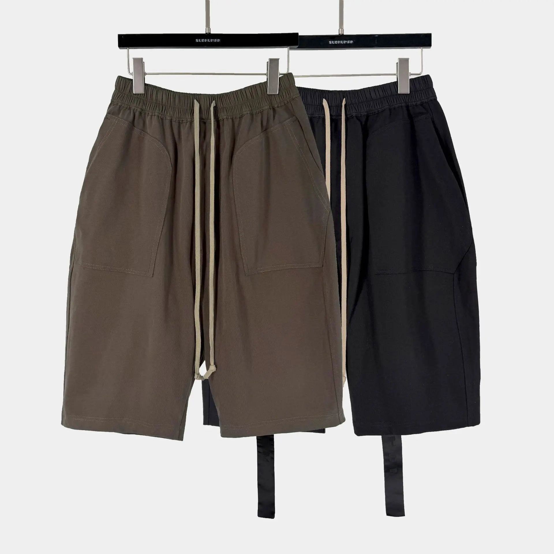 Owen Seak Men's Short Casual Coating Gothic Loose Multi-Pockets Drawstring Elastic Waist Outdoor Summer High Street Black Short