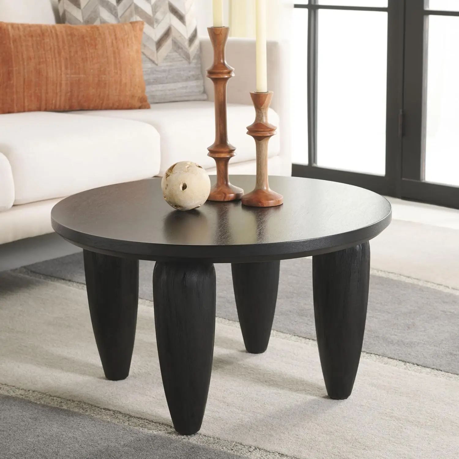 

Home Collection Marthe Black Round Top Coffee Table