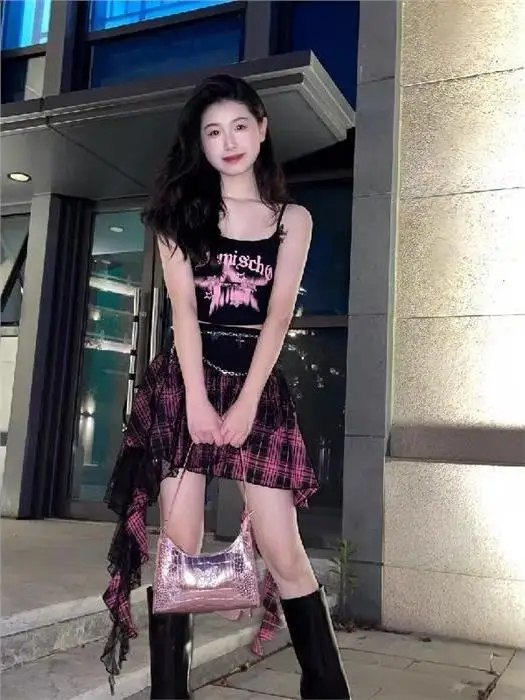 

Y2K k Punk Harajuku Sle Асимметричная юбка для модных женщин Нерегулярная юбка длиной f Необычный дизайн