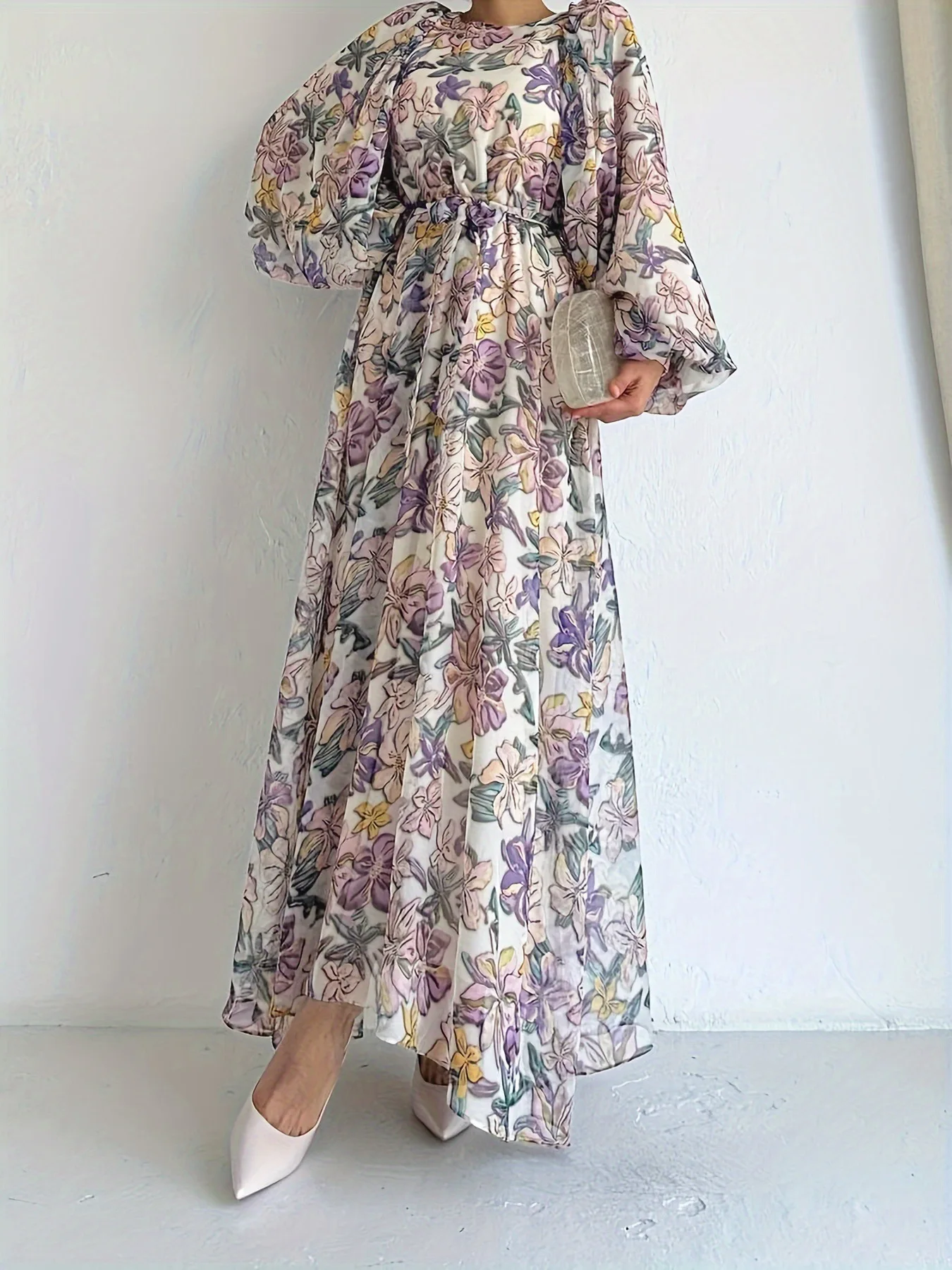 Dress Muslim Women Party Flower Print Dresses Ramadan Jalabiya Dubai Kaftan Islam Morocco Vestidos Eid Arab Long Robe Abayas