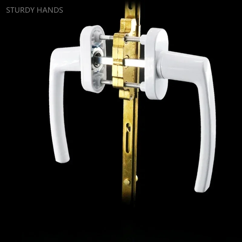 1 Set of Zinc Alloy Plastic Steel Door Split Handle Lock Balcony Bathroom Sliding Door Double-sided Transmission Handle
