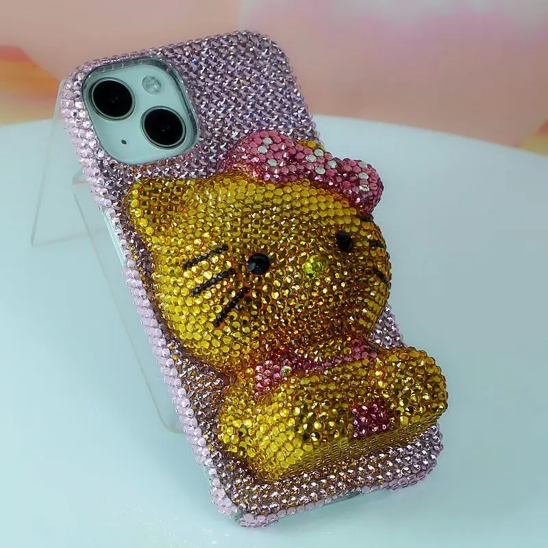 

Sanrios Hello Kittys Full Diamond Phone Case for Iphone 16 15 14 13 Pro Max X/xr Iphone 11 Case Bling Crystal Protective Case