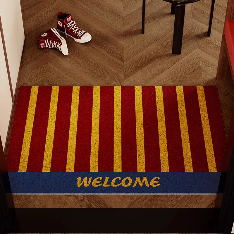 Vertical Stripe WELCOME PVC Coil Doormat Cuttable Anti Slip Entrance Door Mat Dirt Sand Trapping Shoe Scraper Floor Rug