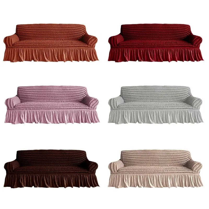 

Wholesale Furniture Slipcover Elastic Stretch Sofa Cover With Skirt Custom 3 Bodies Covers Sofa
