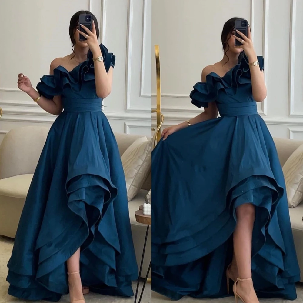 

Prom Matching Exquisite Off-the-shoulder Ball gown Party Dresses Fold Skirts Sweep/Brush Satin Evening 2023 שמלות נשף