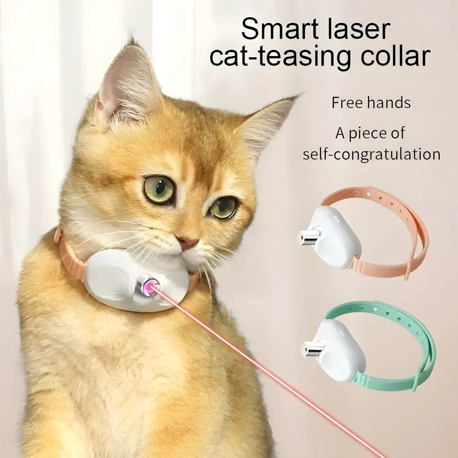 

2 In 1 Pet Funny Laser Collar Adjustable USB Rechargeable Cat Interactive Toy Indoor Electric Silicone Collar With Laser Pointer