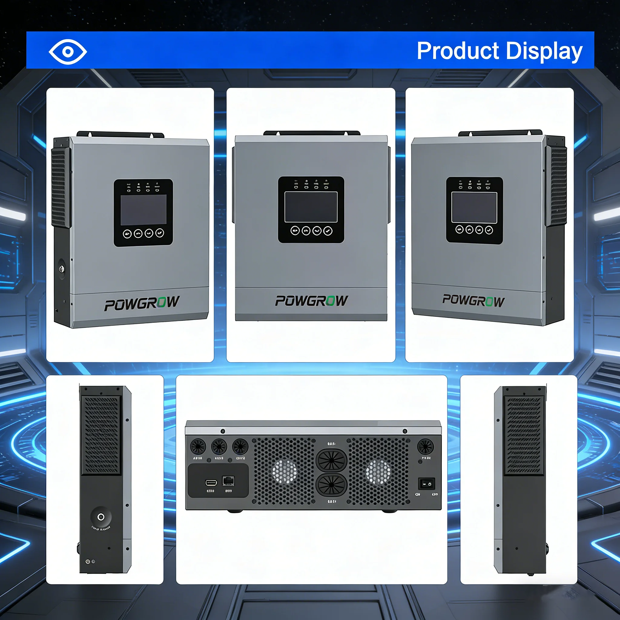 POWGROW 5KW 24V Hybrid-Solarwechselrichter Reine Sinuswelle 230VAC Wechselrichter PV-Eingang 500VDC mit Doppelausgang Inklusive Wi-Fi-Modul – Detail 10