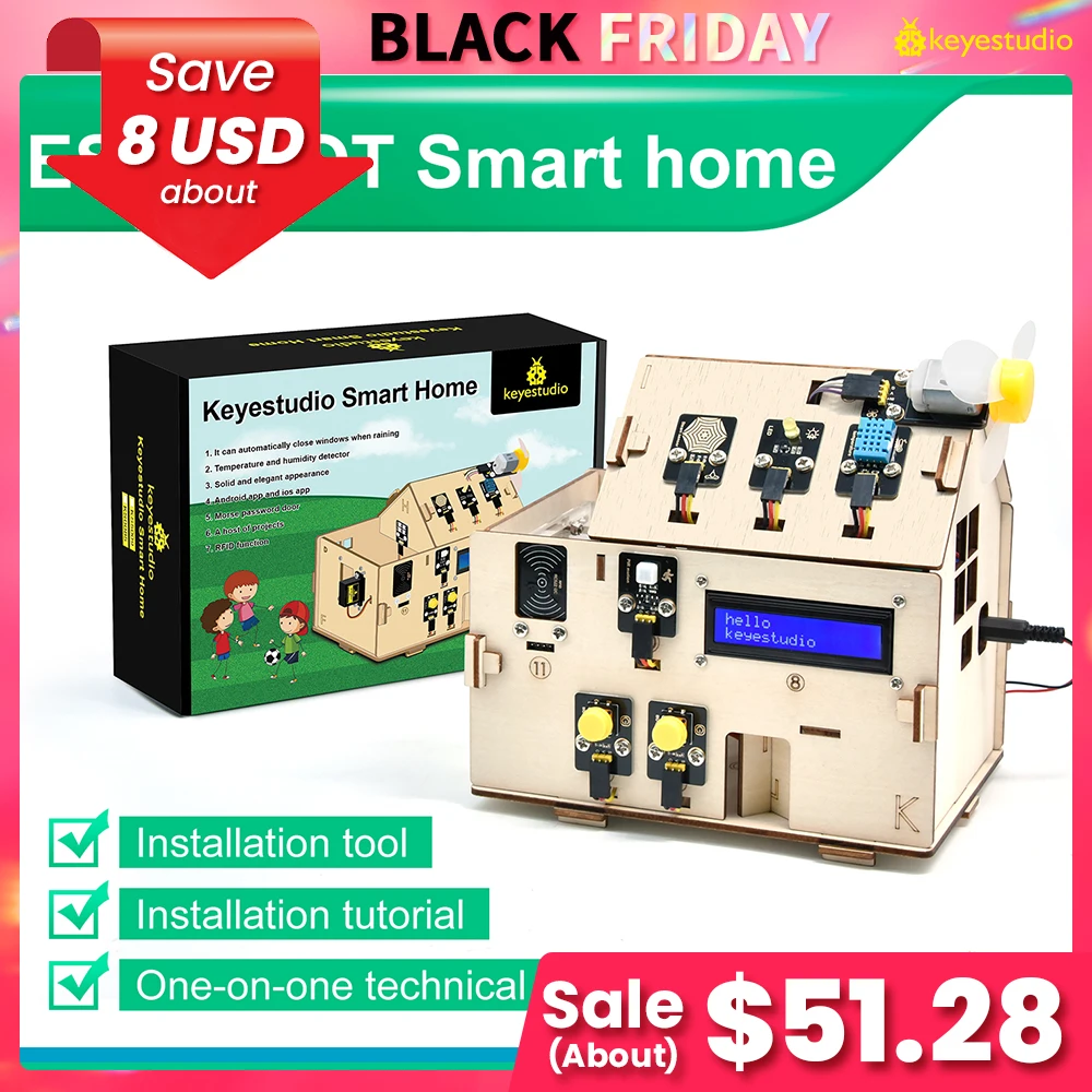 Keyestudio Smart Home IOT Kit With ESP32 Board C language And MicroPython For Arduino ESP32 STEAM Smart House DIY Electronic Kit