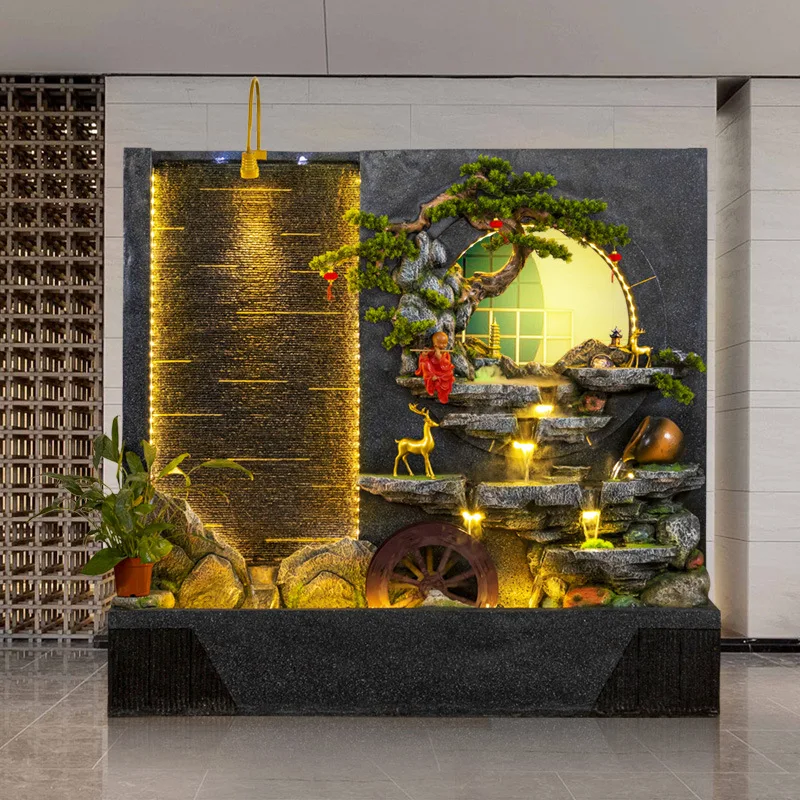 Water curtain wall rockery flowing water screen living room landscape circulating water garden arrangement ornament