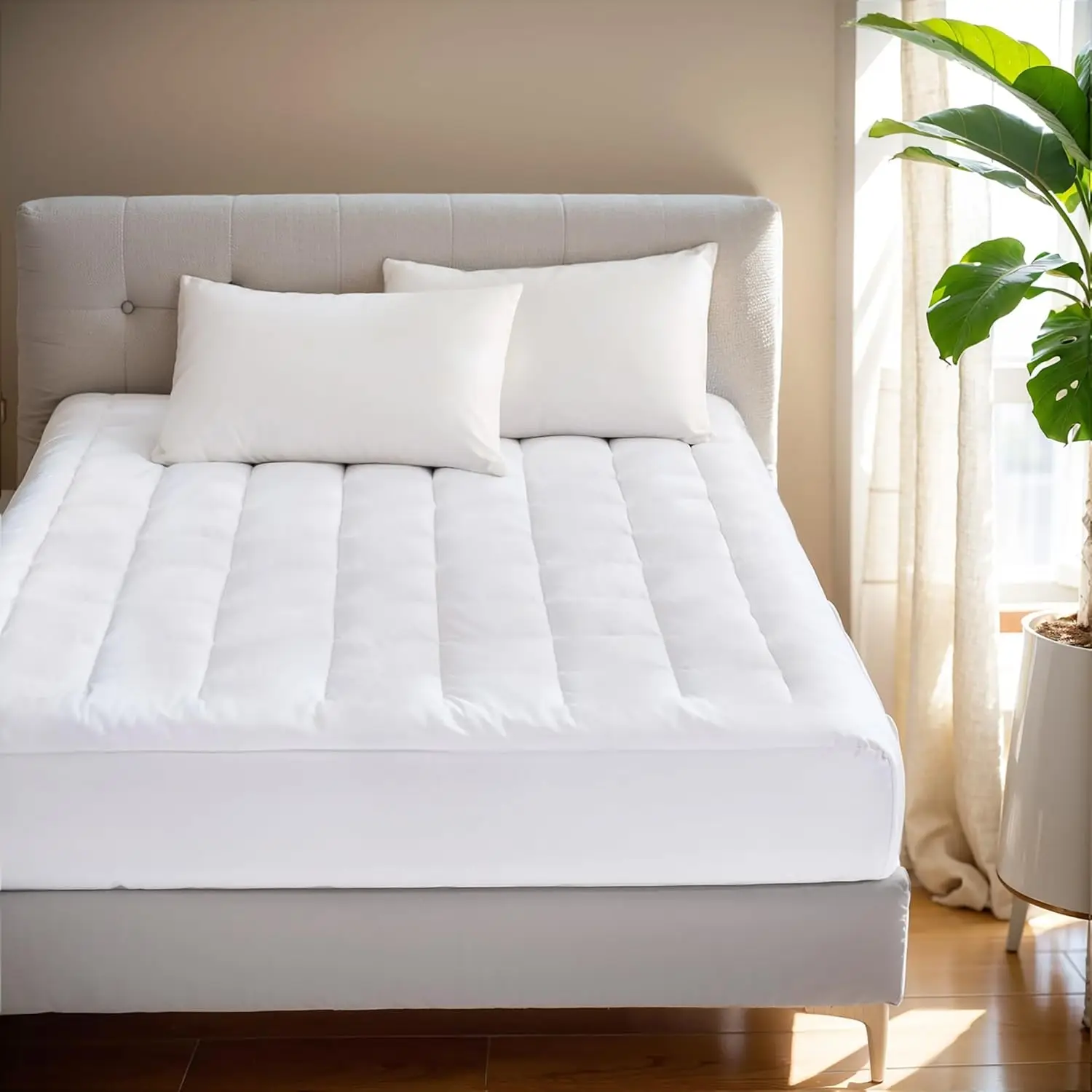 

Waterproof Mattr Protector, Cloud Soft Plush Mattr Cover, Overfilled Mattr Pad, Fitted Pocket Fits Up To 18 H, Hine Washable