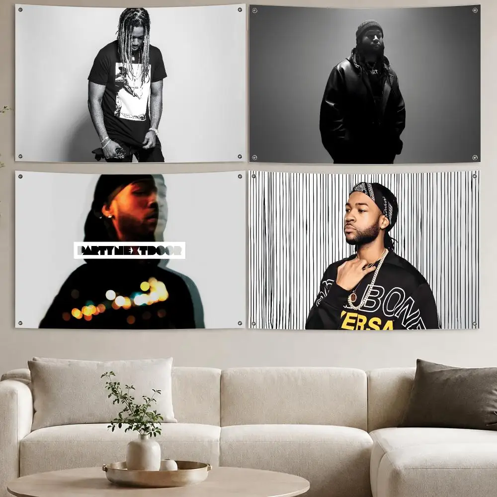 P-PARTYNEXTDOOR Rapper Music Flags Aesthetic Wall Tapestry Printed Wall Hanging Living Room Party Outdoor Decor