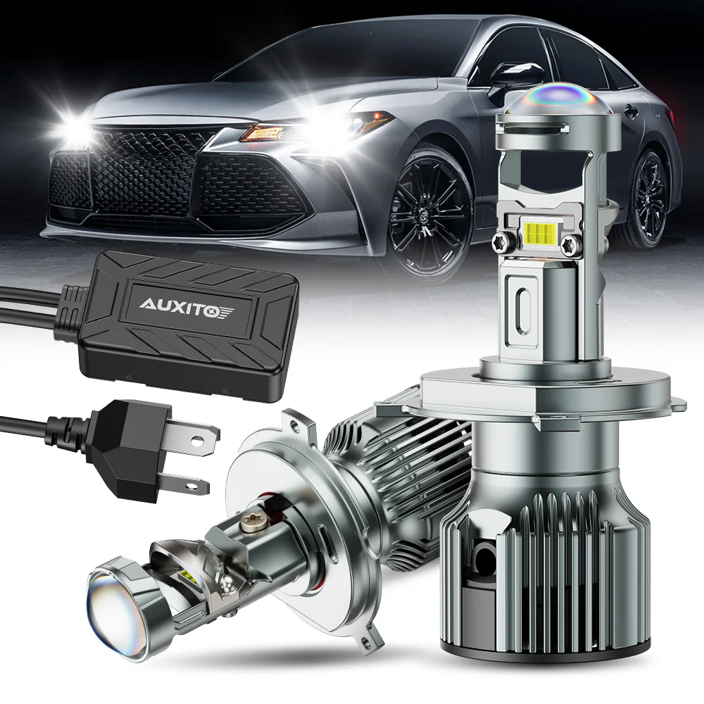 

2 шт. AUXITO H4 линзы проектора фары Turbo 110 Вт 12 В CSP H4 9003 светодиодные мини-объективы дальнего ближнего света Canbus Haedlamp LHD белый