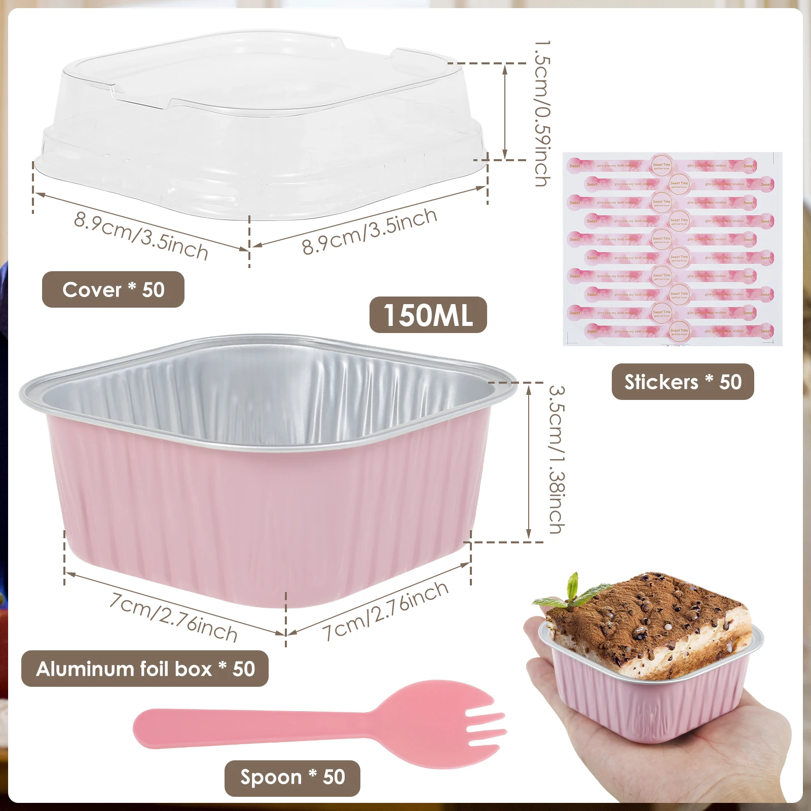 Mini Cake Pans Heat Resistant Versatile Aluminum Foil Baking Pans Easy to Use Practical Square Brownie Baking Cups Containers