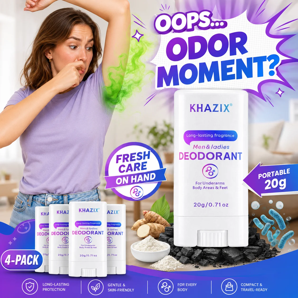 Underarm Deodorant Stick|Dual-Active Odor Fighting Formula|Shea Butter & Essential Oils Infused|Gentle Long-Lasting Freshness.Bo