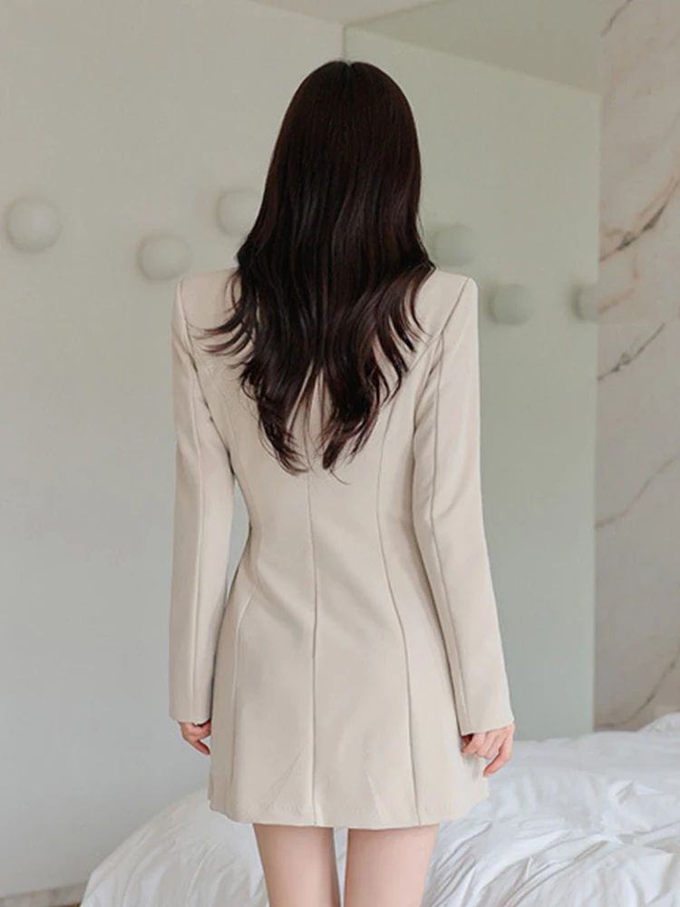 New Korean Fashion Work Style Blazer Short Dress Ladies Women Office Commute Chic Long Sleeve Mini Mujer Vestidos Street Clothes