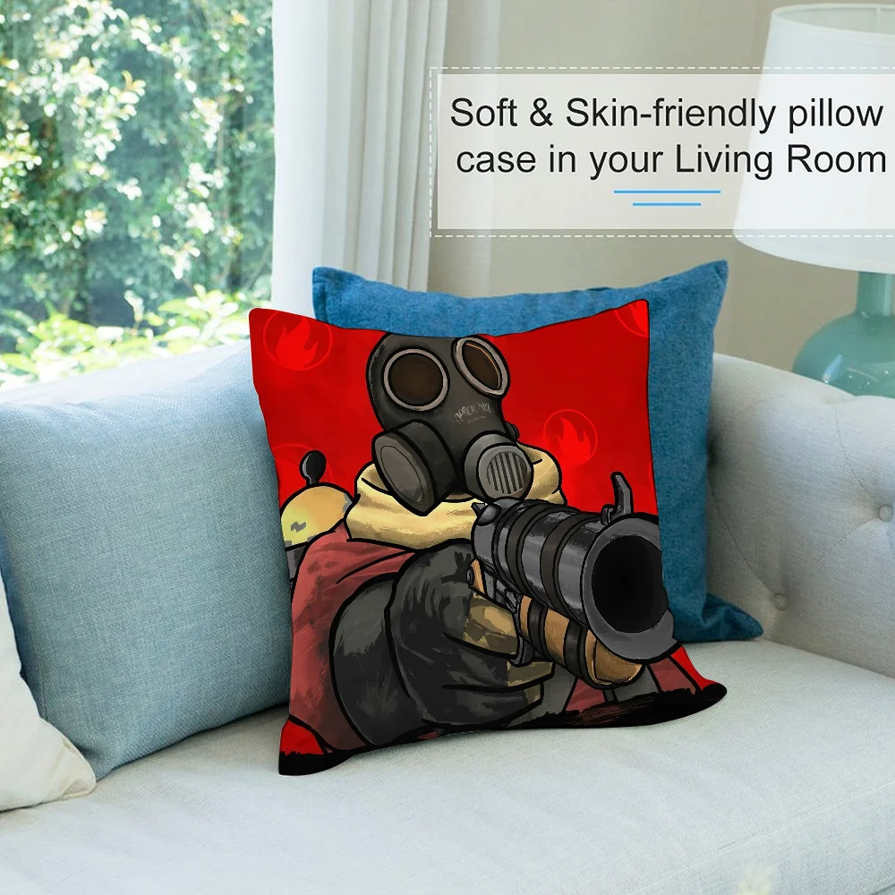 Tf2 Team F-Fortress 2 Pillow Case Short Plush Pillow Covers Sofa Decorative Gift Home Double-sided Printing Cushion Cover - Image 3