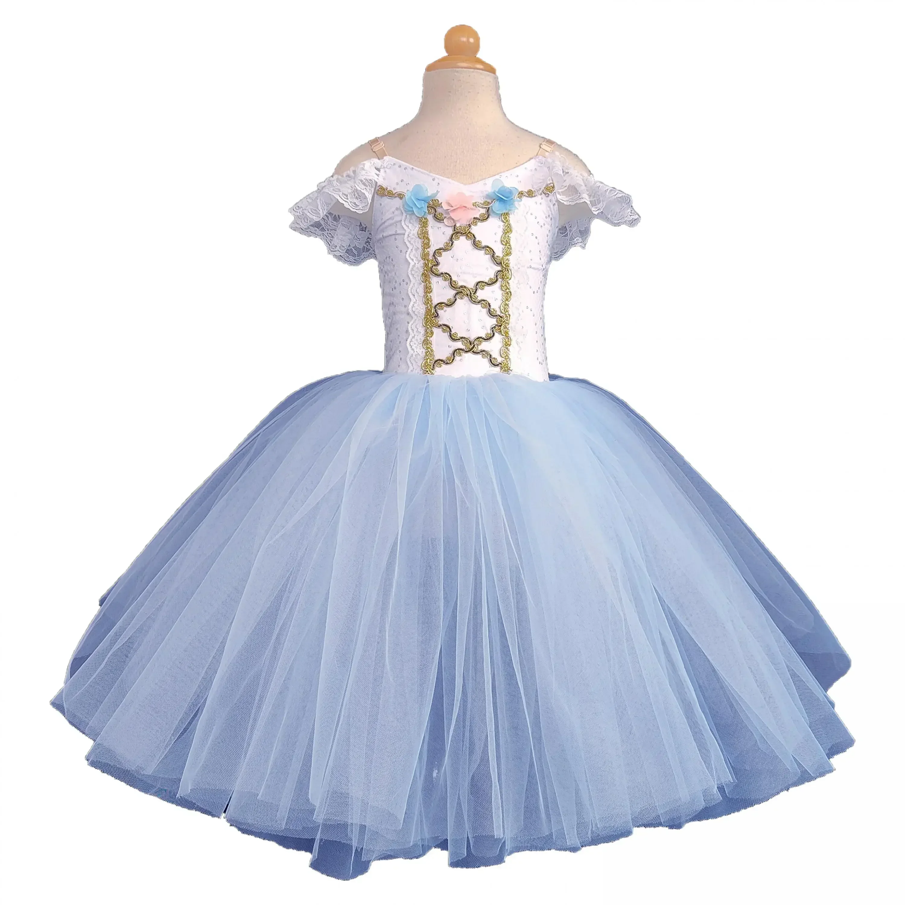 Traje de Ballet profesional azul, tutú de Ballet clásico de bailarina, niño, niña, adulto, tutú de princesa, vestido de Ballet largo de baile