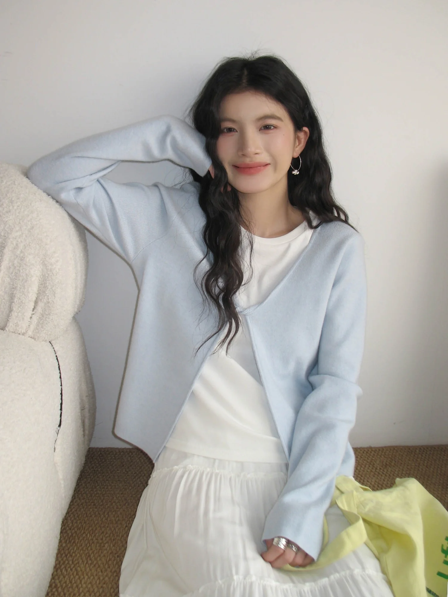 

Soft Sle Knitted Long Sve Women's Cardigan Inner Wear Outerwear Casual Loose Fit V-Ne Spring Autumn Season Faion