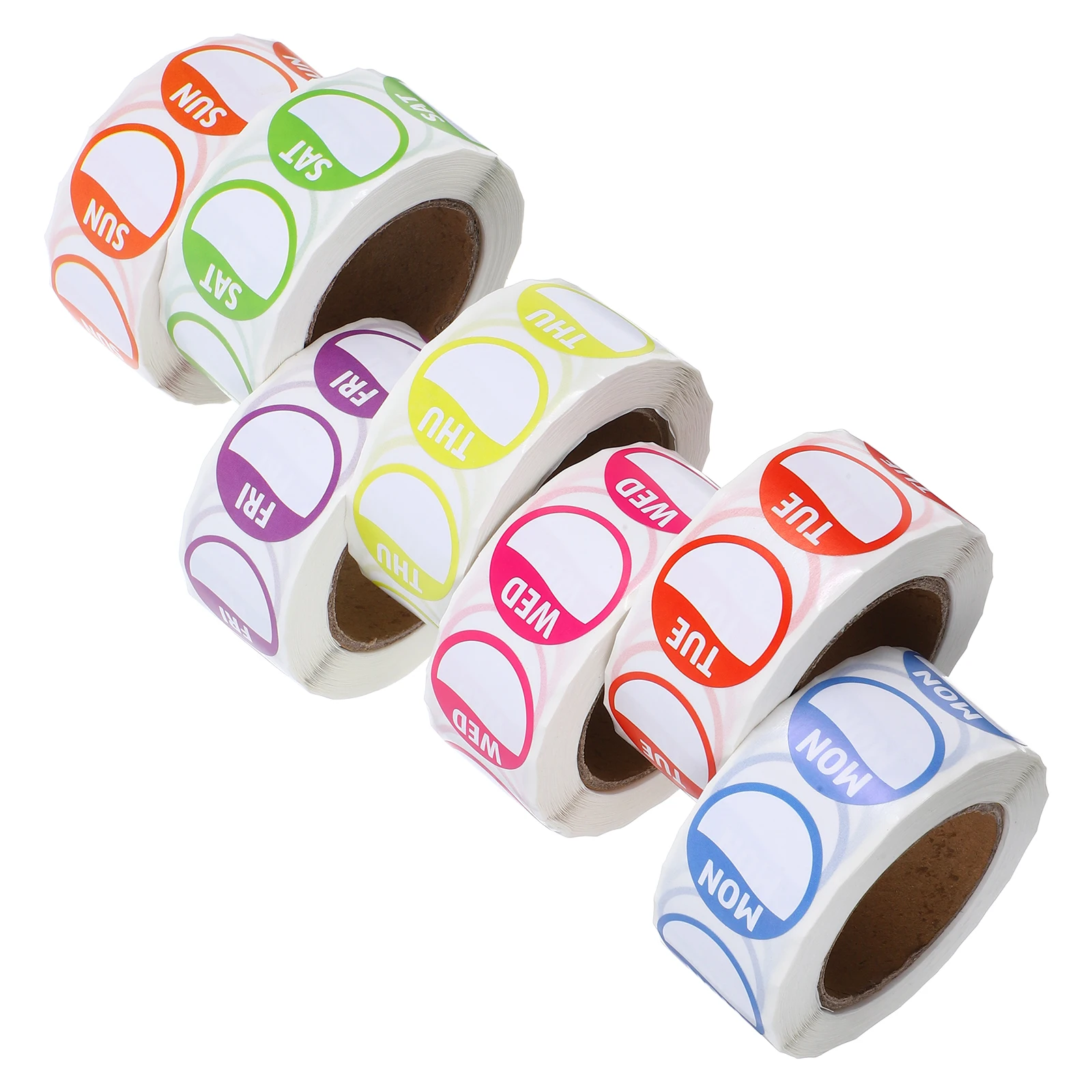 

7 Rolls Date Time Stickers Labels Day of Week Adhesive Sticky Copper Plate Weekday Markers for Restaurant Bakery Organization