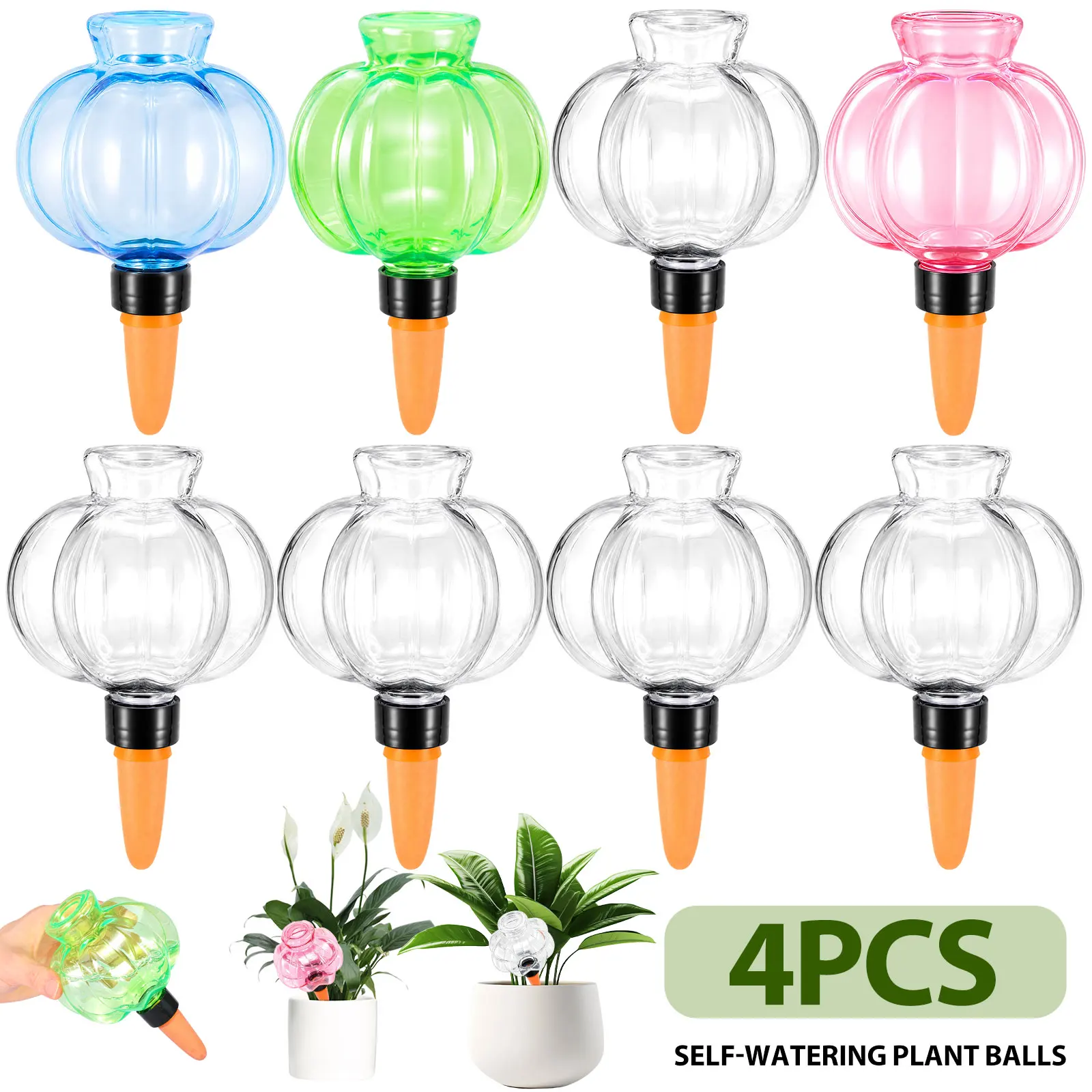 4Pcs 500 ml Automatic Plant Watering Globe Planter Insert Waterer Spike Decorative Planter Self Watering Bulb Garden Accessories