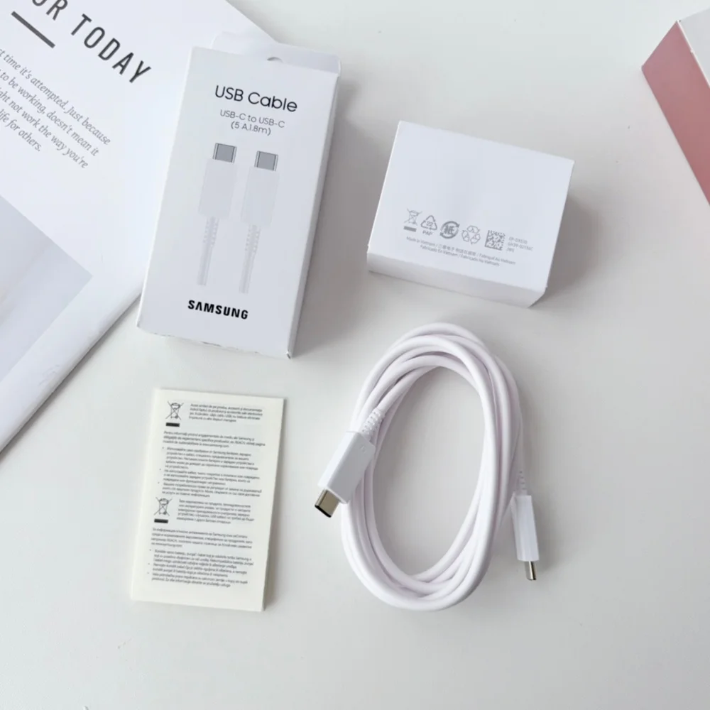 Original Samsung 45W PD 5A USB-C to USB-C Super Fast Charging Cable 1M Anti-Breakage Data Sync Cord For Galaxy S26 S25 S24 Ultra