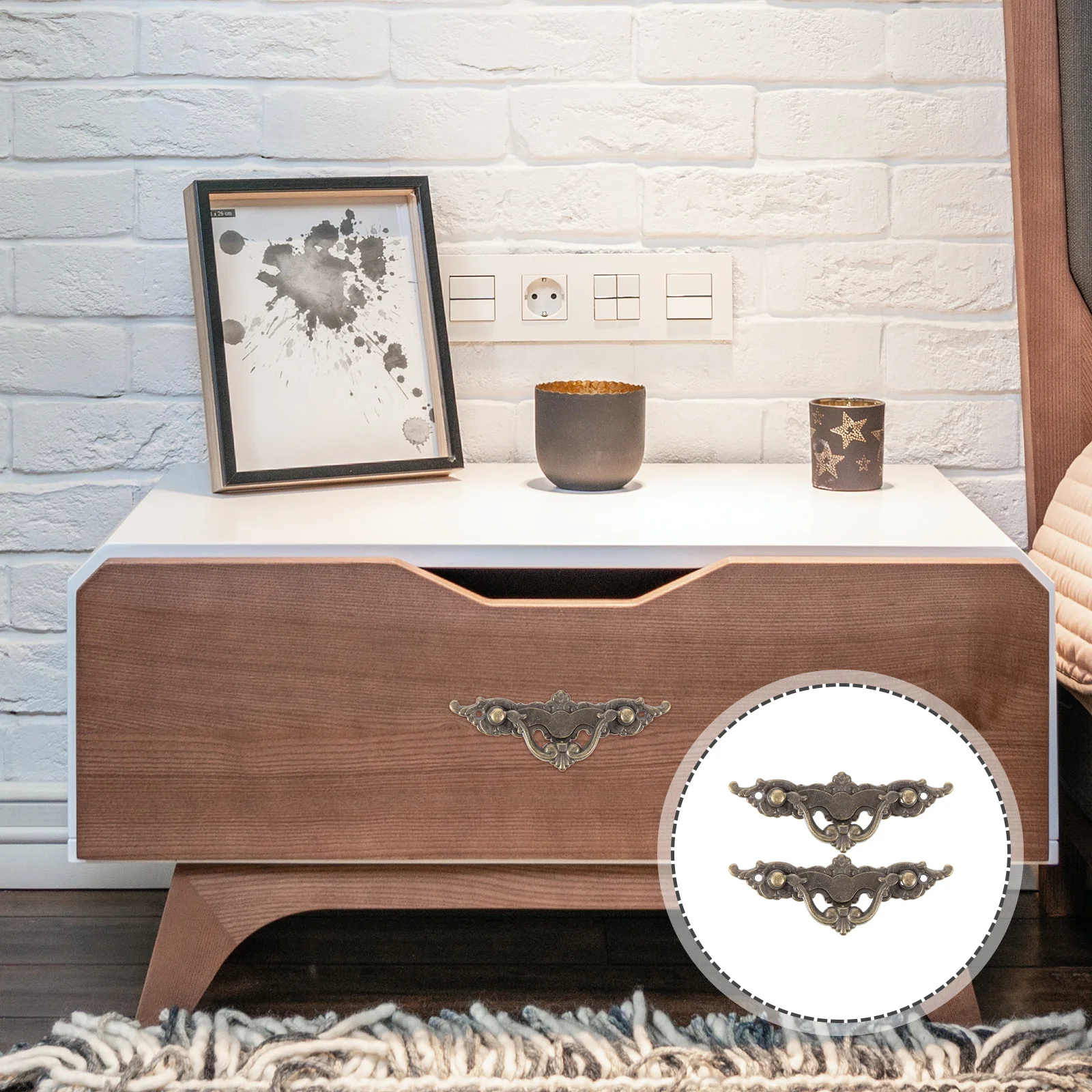 

2 pcs Cabinet Pull Handles 3 Inch Vintage Metal Drawer Knobs For Kitchen Wardrobe Dresser Cupboard Hardware Pulls