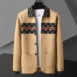 Suéter de punto con cuello vuelto para hombre, chaqueta suave y cálida, cárdigan coreano, ropa de marca de lujo, otoño e invierno, 2023