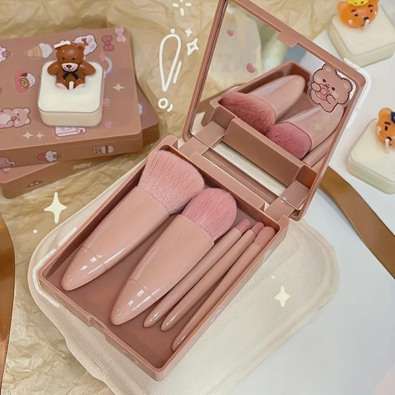 5-piece portable makeup brush set soft foundation make-up eye shadow rouge brush mini travel makeup tool 3 colors available