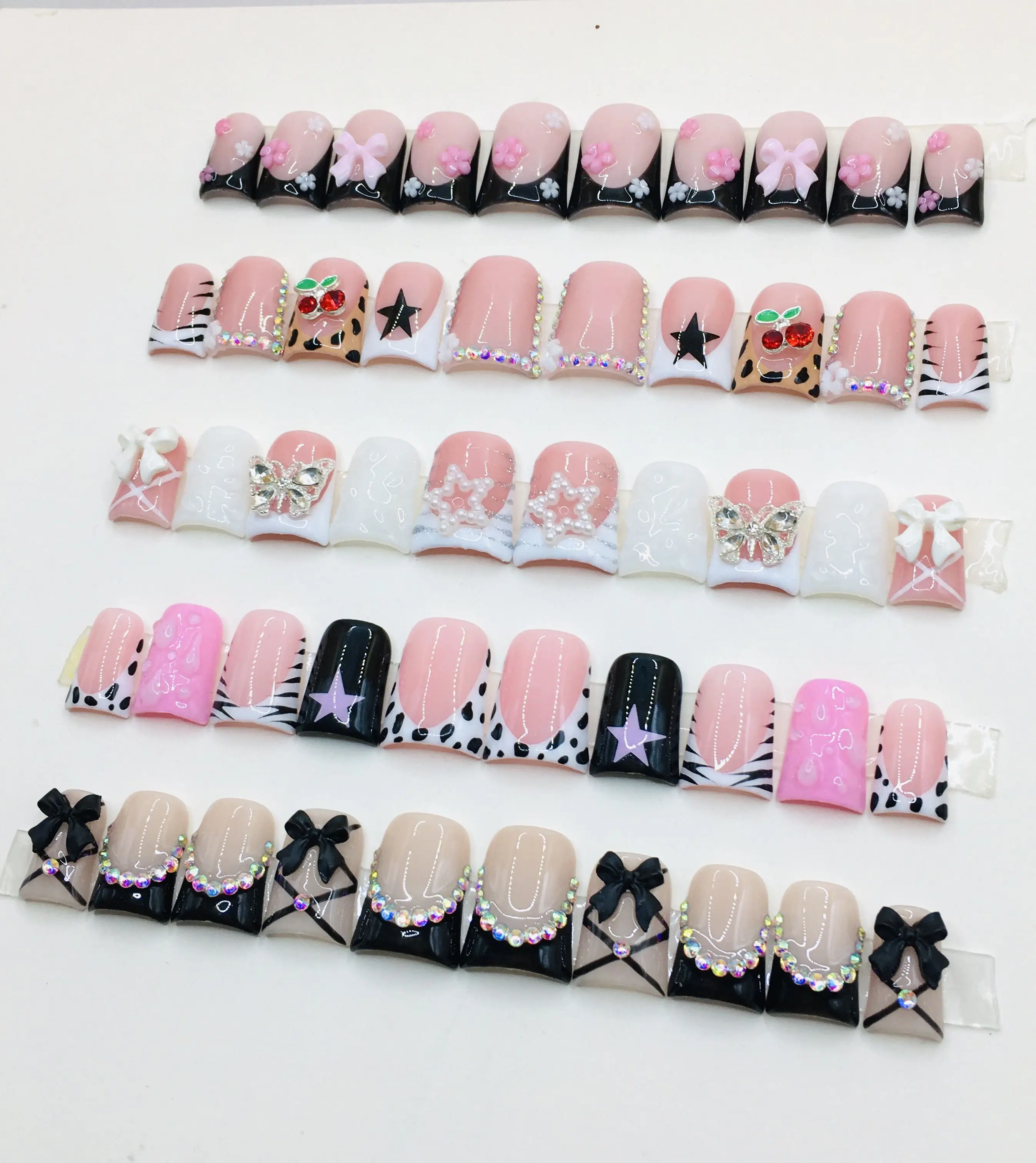 Custom Wholesale Press-On Nails French Tip Duck Design Acrylic Manicure Stick-On Nail Art for Quick And Easy Nail Enhancement