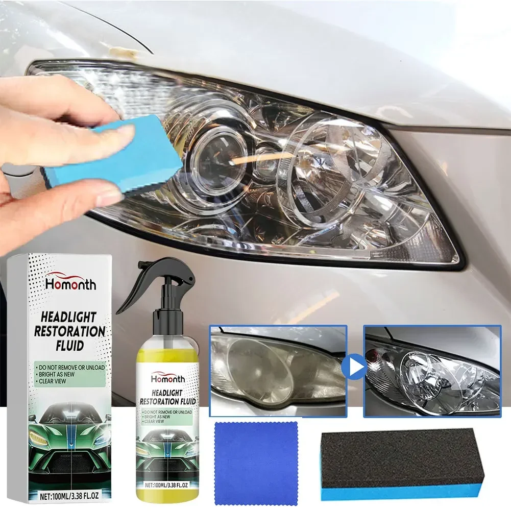 Pulidor de faros líquido restaurador de 100ml, reparación de faros, limpiador líquido polaco, elimina el amarillo, rasguño, neblina, ondas de oxidación