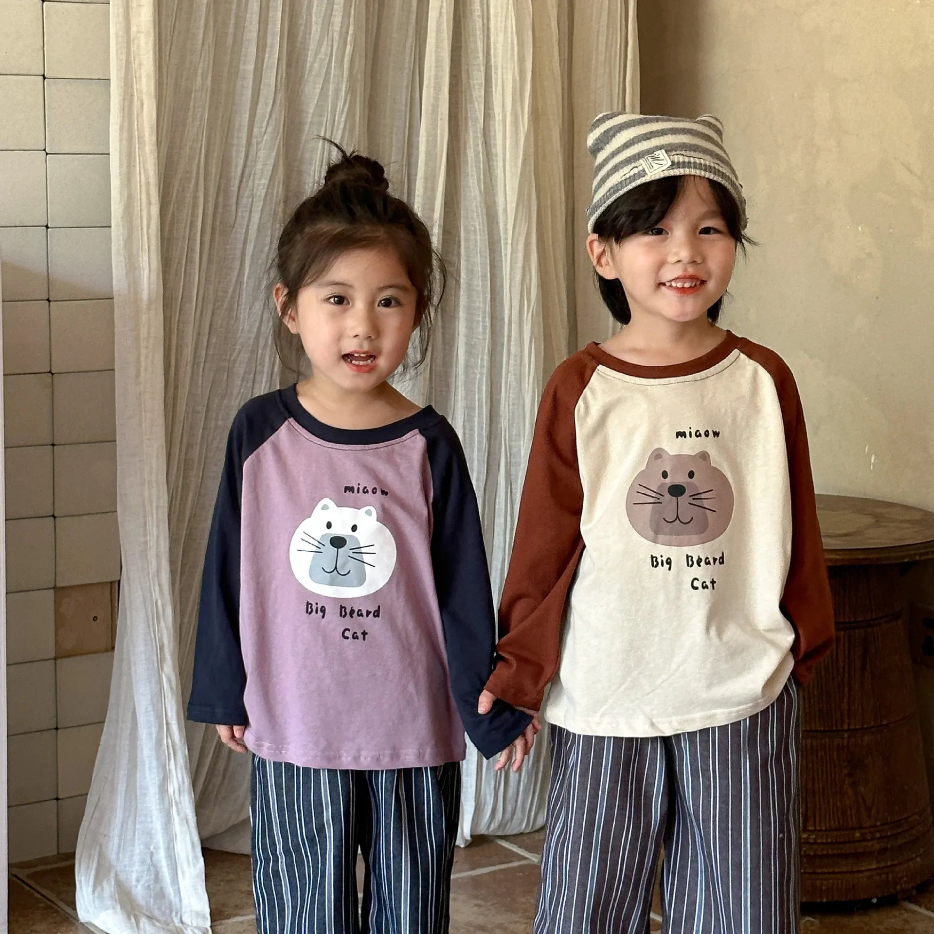 

Girls Blouse 2024 Autumn New Childrens Clothes Girl Baby Foreign Loose Cartoon Cotton Long Sleeve T-shirt Casual Simple Daily