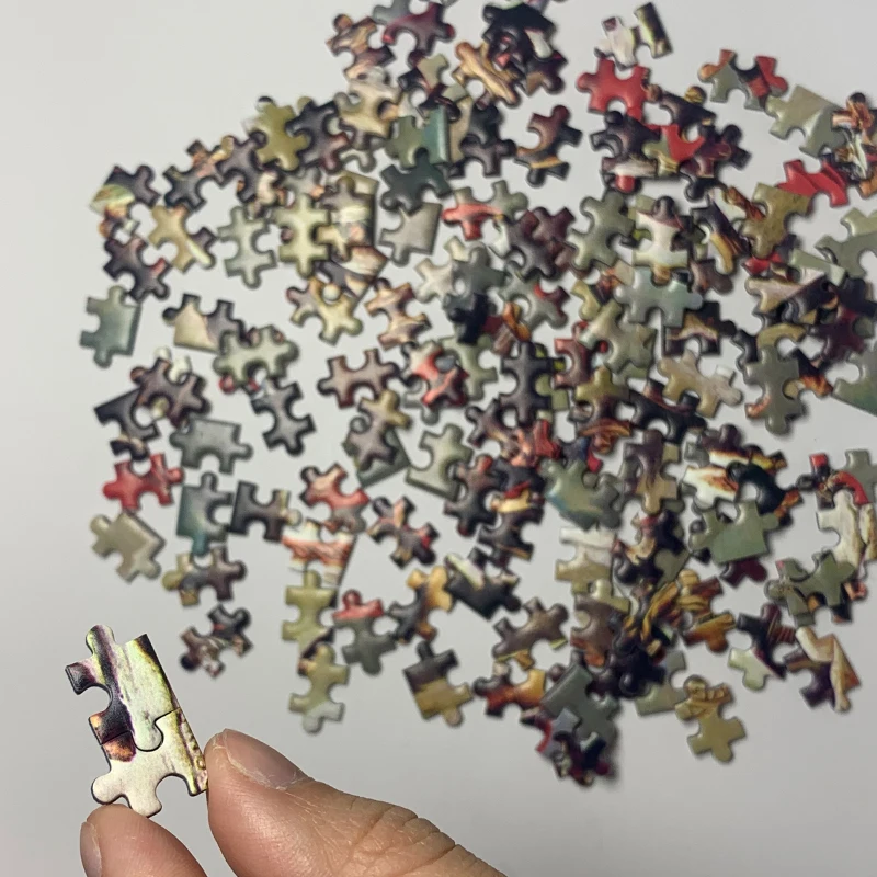 Mini 150-delige papieren puzzel Beroemde schilderpuzzel Familiespel Educatief speelgoed Mini blauwe kaartpuzzels met fotolijst