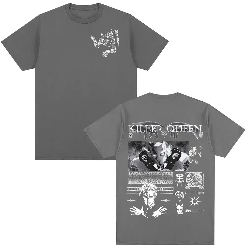 المبيعات الساخنة أنيمي تي شيرت القاتل الملكة الجرافيك تي شيرت الرجال النساء عادية طباعة القطن قصير الأكمام المتضخم تي شيرت للجنسين