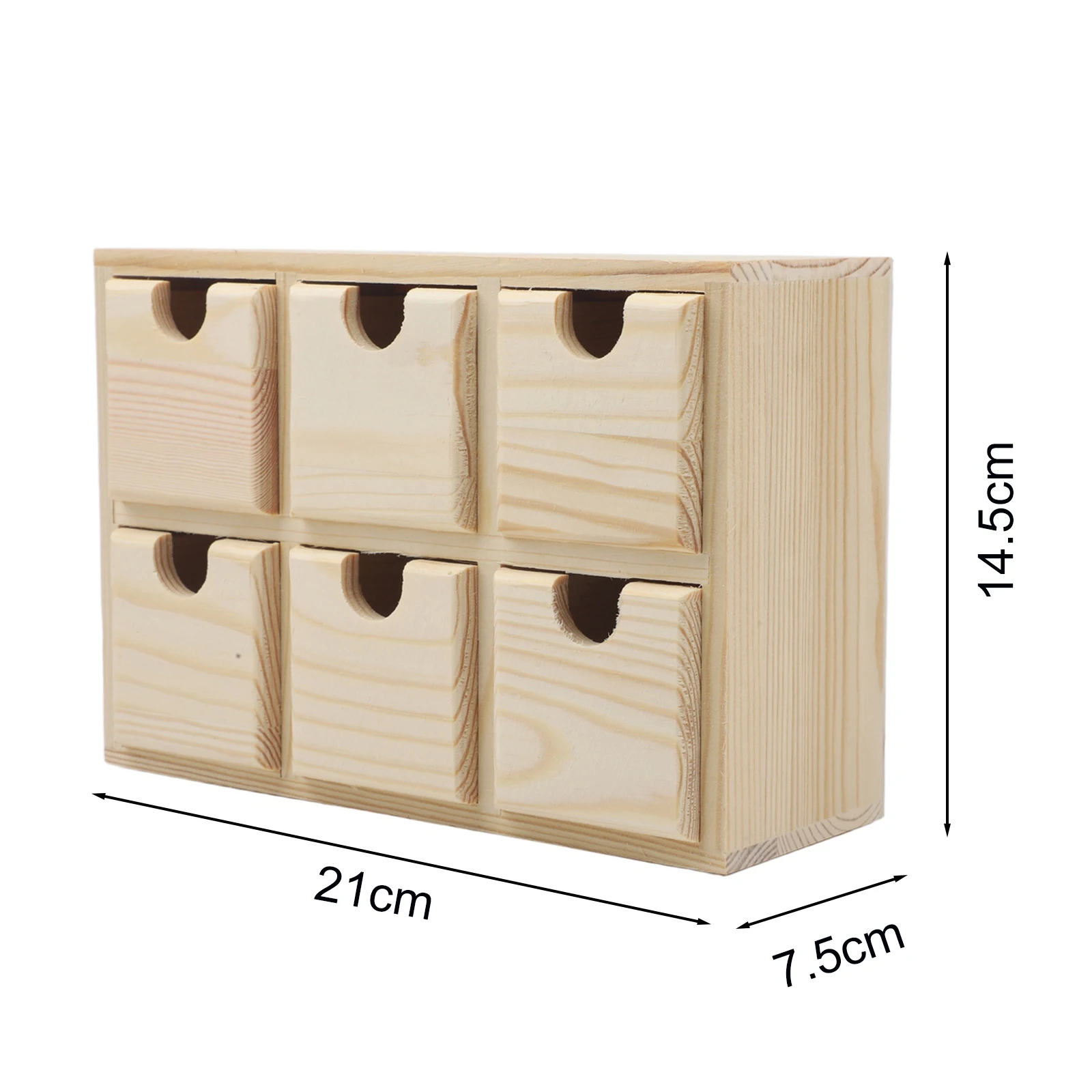 Six Drawer Wooden Desk Organizer with Sliding Lid for Managing Small Personal Items in Workspace or Study Area