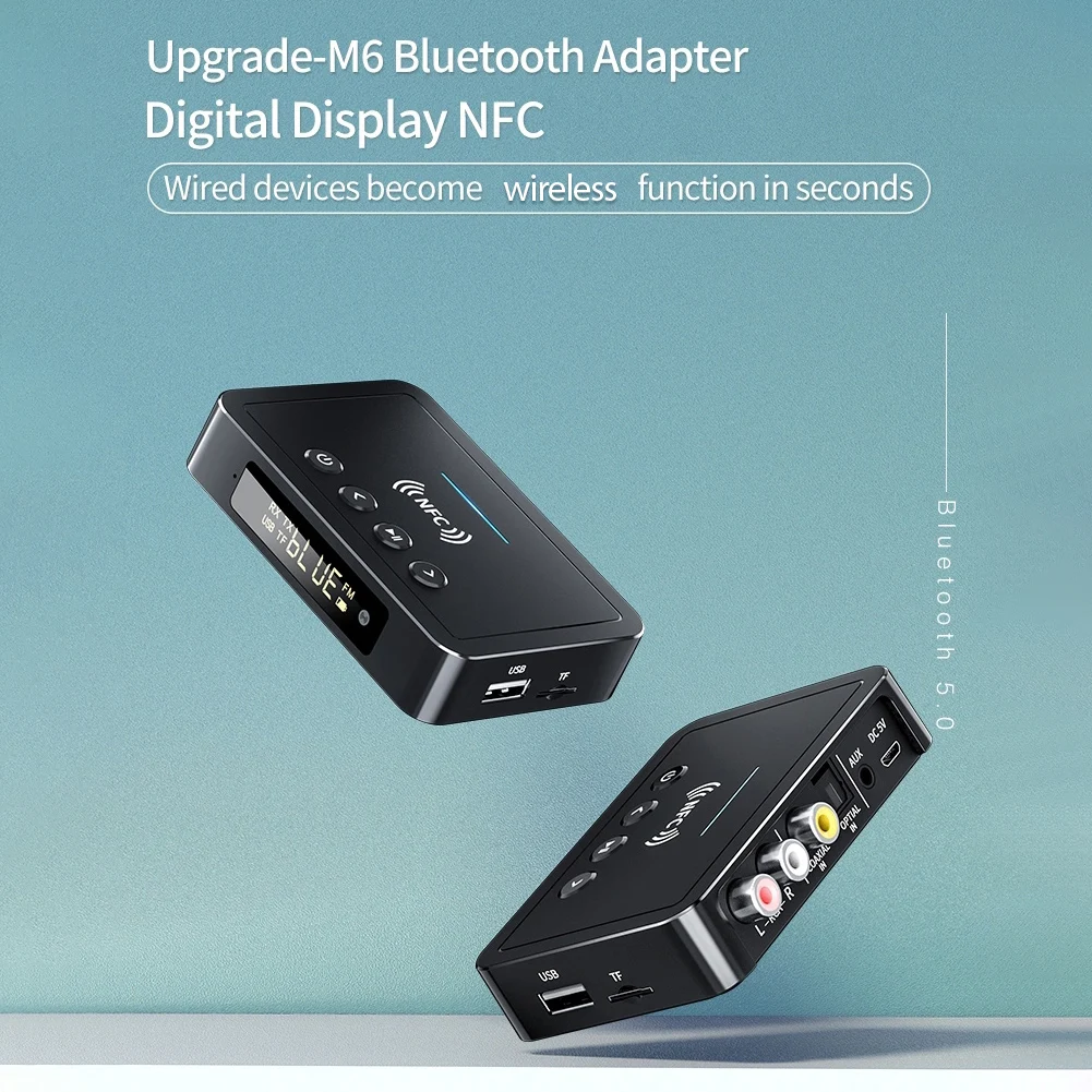 NFC USB Bluetooth 5.0 ตัวรับสัญญาณอะแดปเตอร์ 3 ใน 1 พร้อมจอแสดงผลดิจิตอล LED