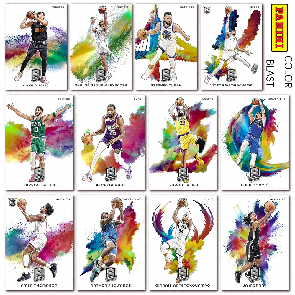 

PANINI 2024, ЧЕРНЫЙ ЦВЕТ, BLAST Tatum, Durant Curry Wembanyama Doncic James Edwards Morant, коллекционная карта с блестками и лазерной преломлением