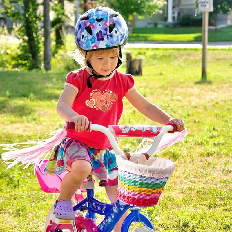 Bike Basket Front Decorative Basket Eye-Catching Girl Bikes Basket Bicycle Accessories Sturdy Lining Handlebar Bicycle Basket