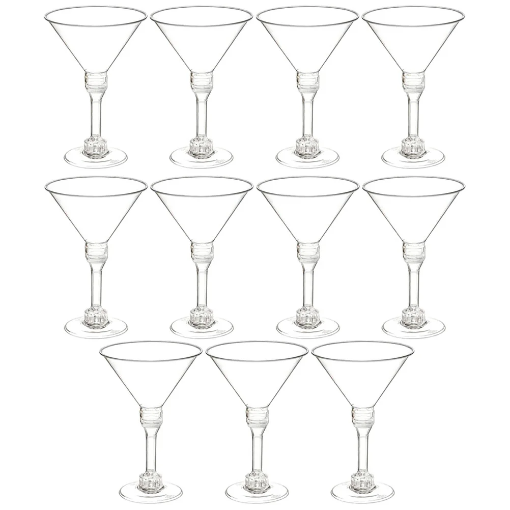 

12 Pcs Goblet Red Glass Clear Cup Party Drinks Cups Cocktail Footed Beverage Glasses