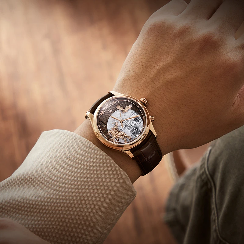 Lucky Harvey Genghis Khan Automatic Mechanical Man Watch Sapphire Mirror Automatic Chiming Watches For Man Vintage