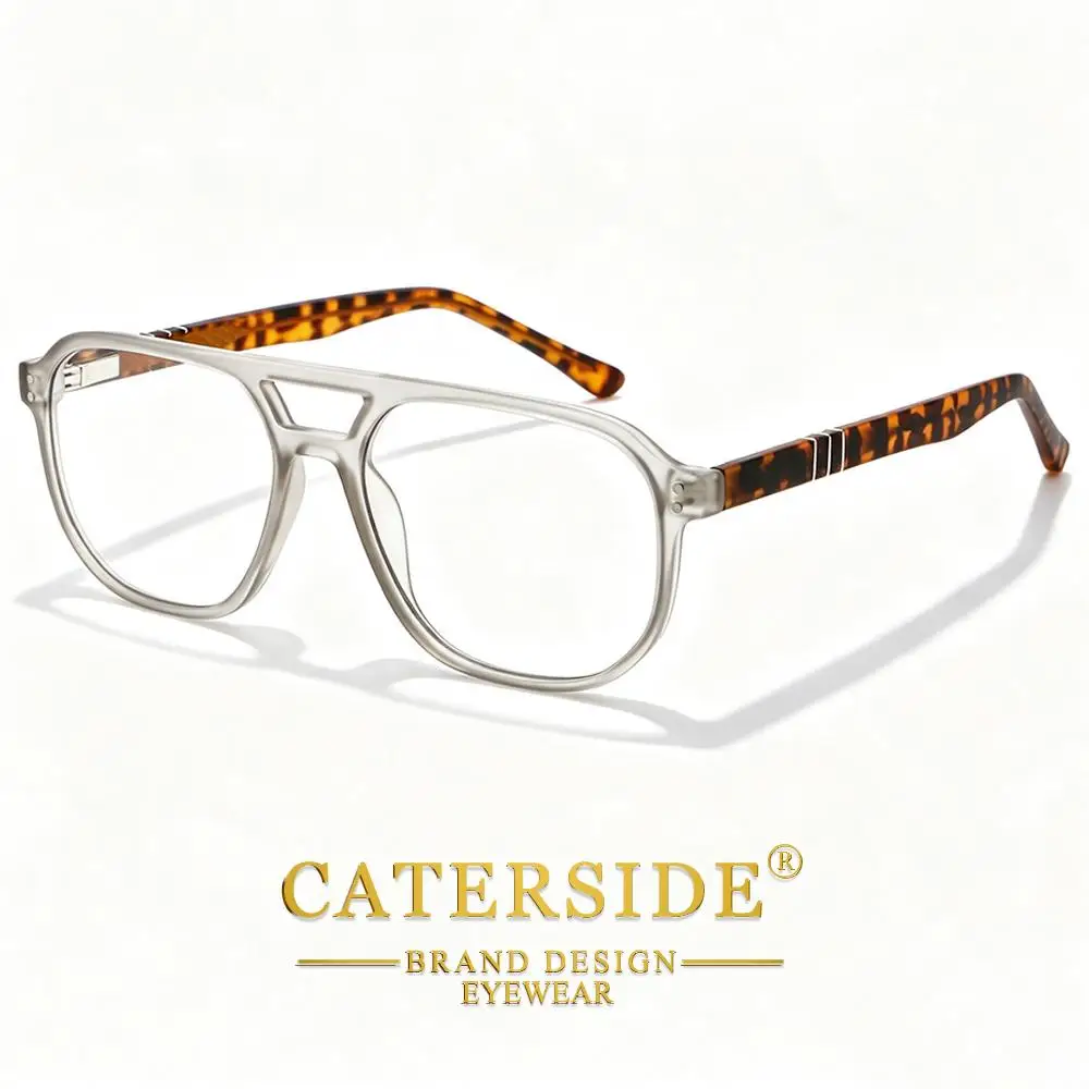 CATERSIDE Modische Herren-Pilotenbrille mit Blaulichtfilter, Flachrand-Design mit Doppelbrücke, Brillengestell, Damen-Dekorationsbrille – Detail 8