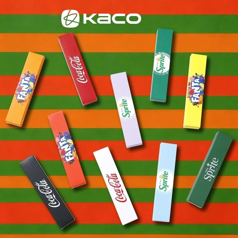 Kaco Coca-Cola Sprite y Fanta bolígrafo de tinta de gel de marca compartida diseño creativo de lengüeta de tracción 0,5 mm ST punta de doble bola tinta de secado rápido suave