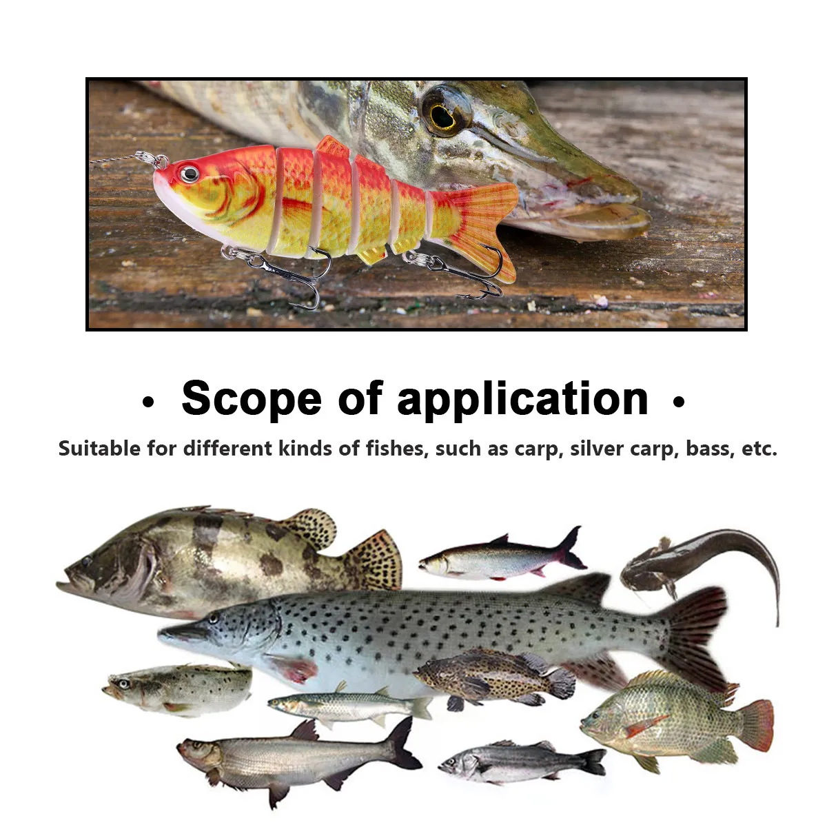 

1Pcs Simulation Luya Fish Shape Multi Jointed Knobby Fish Bait 10Cm Golden Red Realistic Fishing Supplies for Carp Bass Ocean